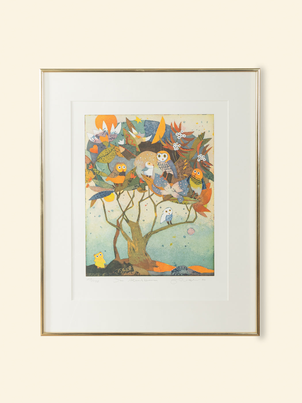 Im Abendbaum, Farbradierung von Jutta Votteler, 51cm x 62cm - Bild 5