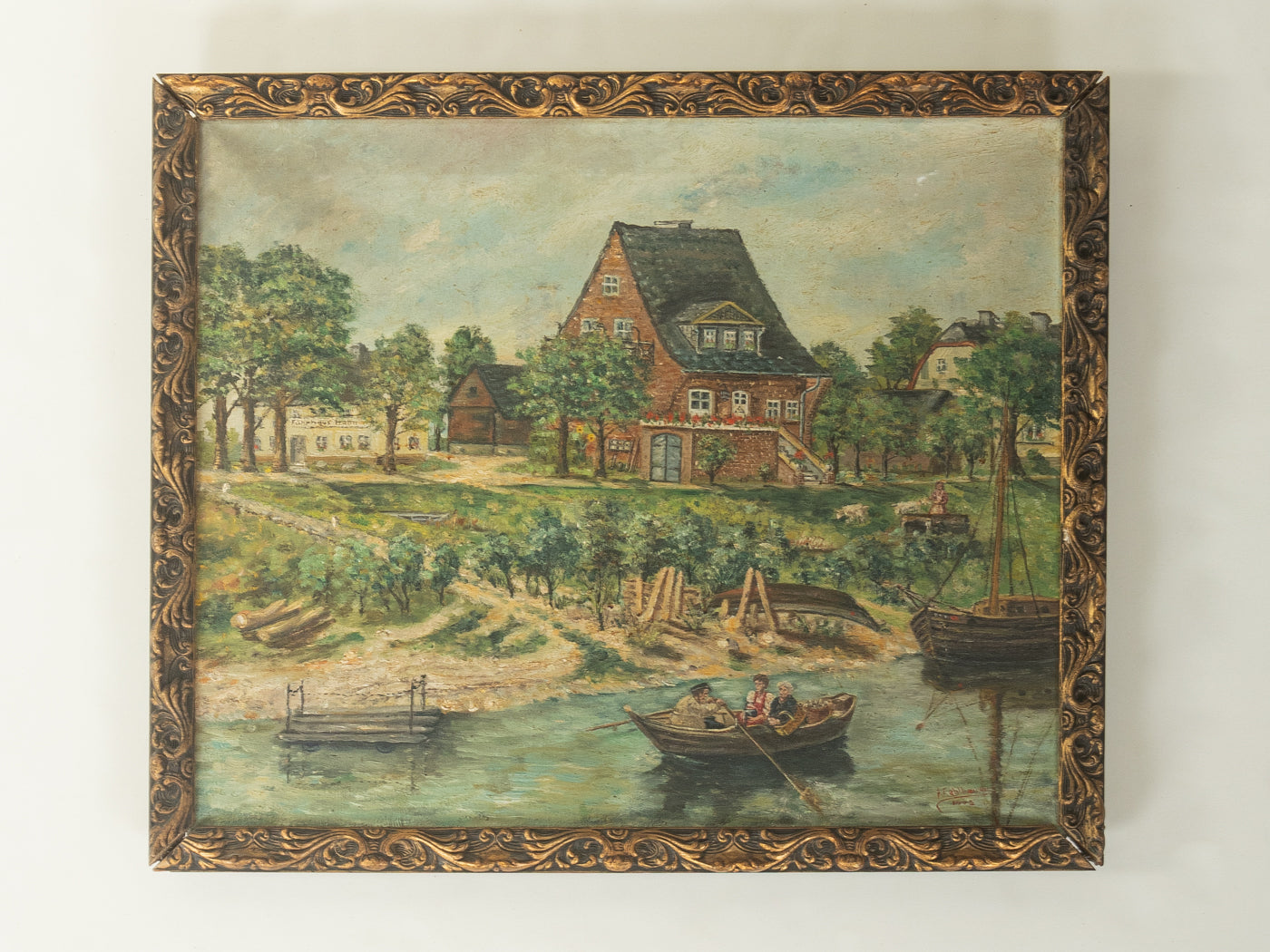 Ölgemälde, P. Fehlhauer, Landschaftsmalerei, 66cm x 55cm