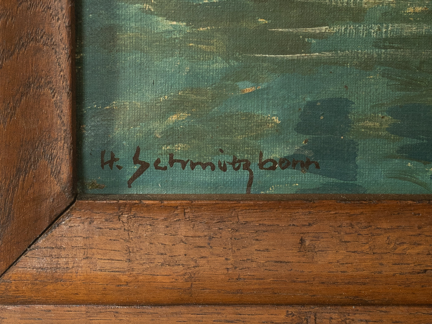 Oil painting mountain lake, Hermann Schmitzbonn (1903-1960), 90cm x 70cm