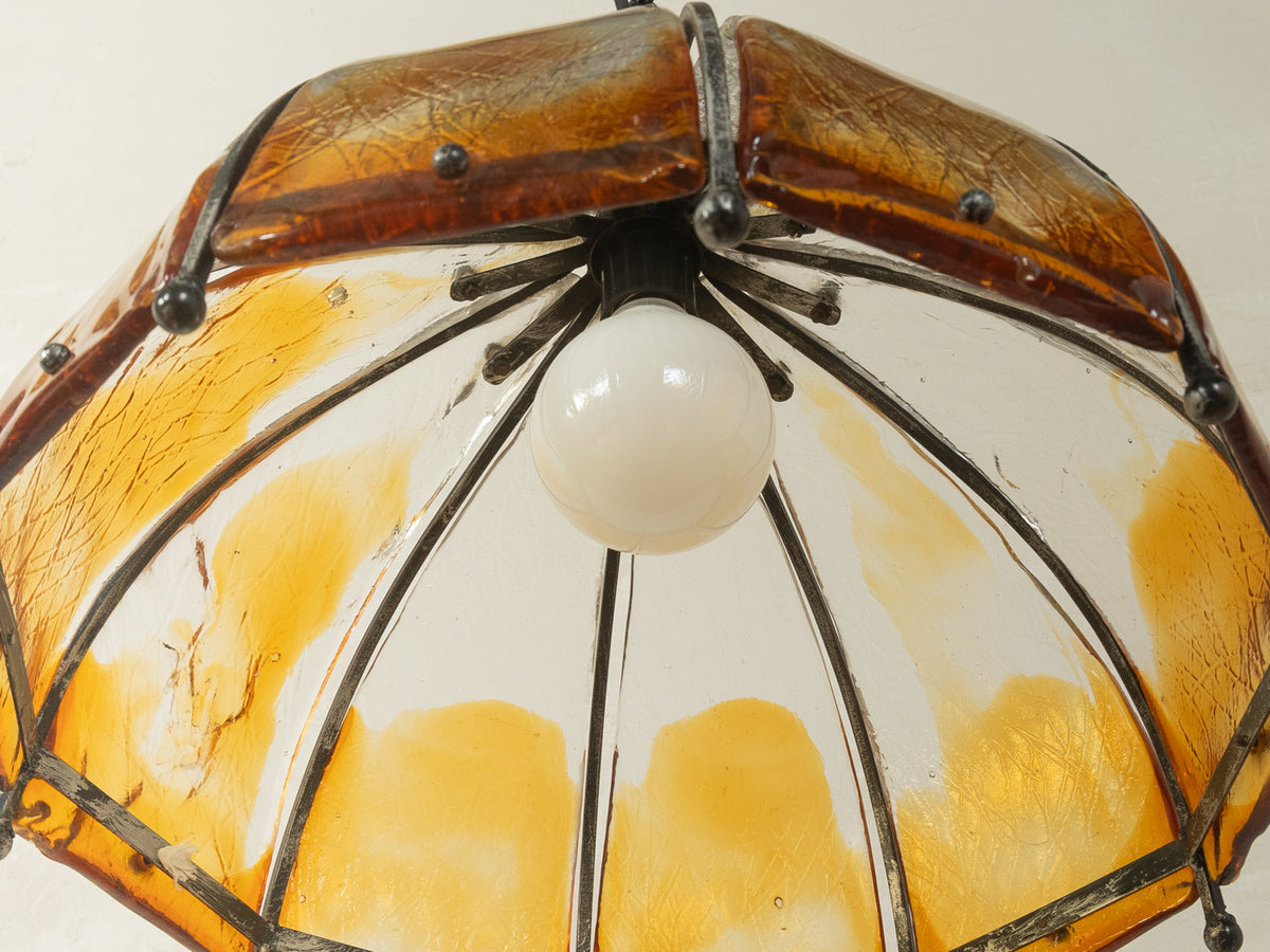 1960er Jahre Deckenlampe mit orangefarbenem Glas - Bild 6