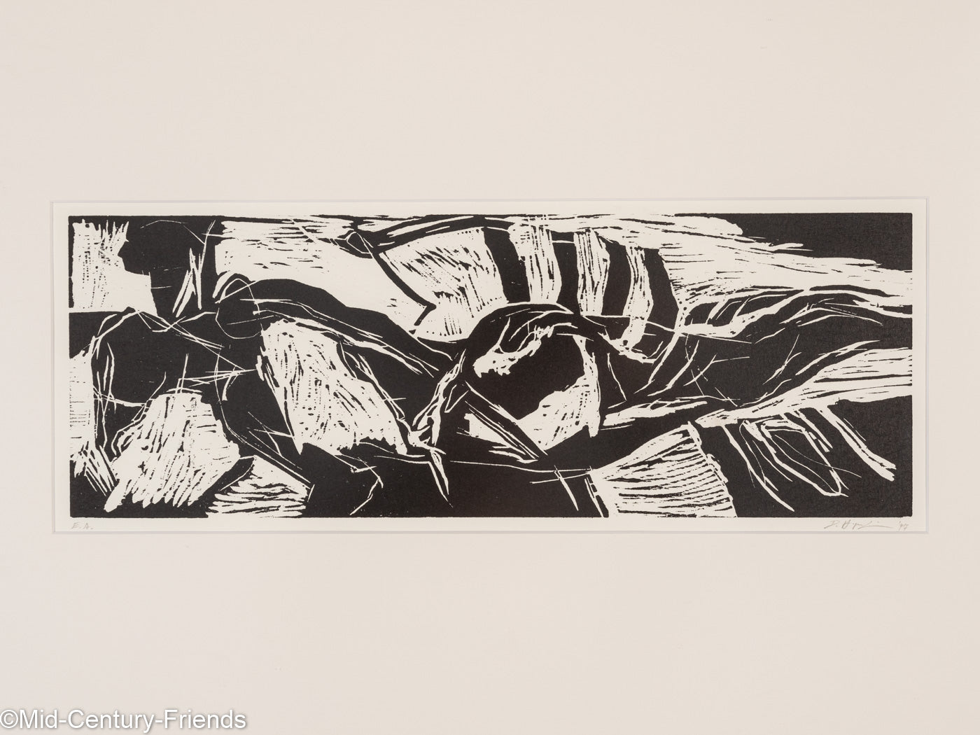 Sports, Holzschnitt auf dickem Papier, 64 x 55 cm