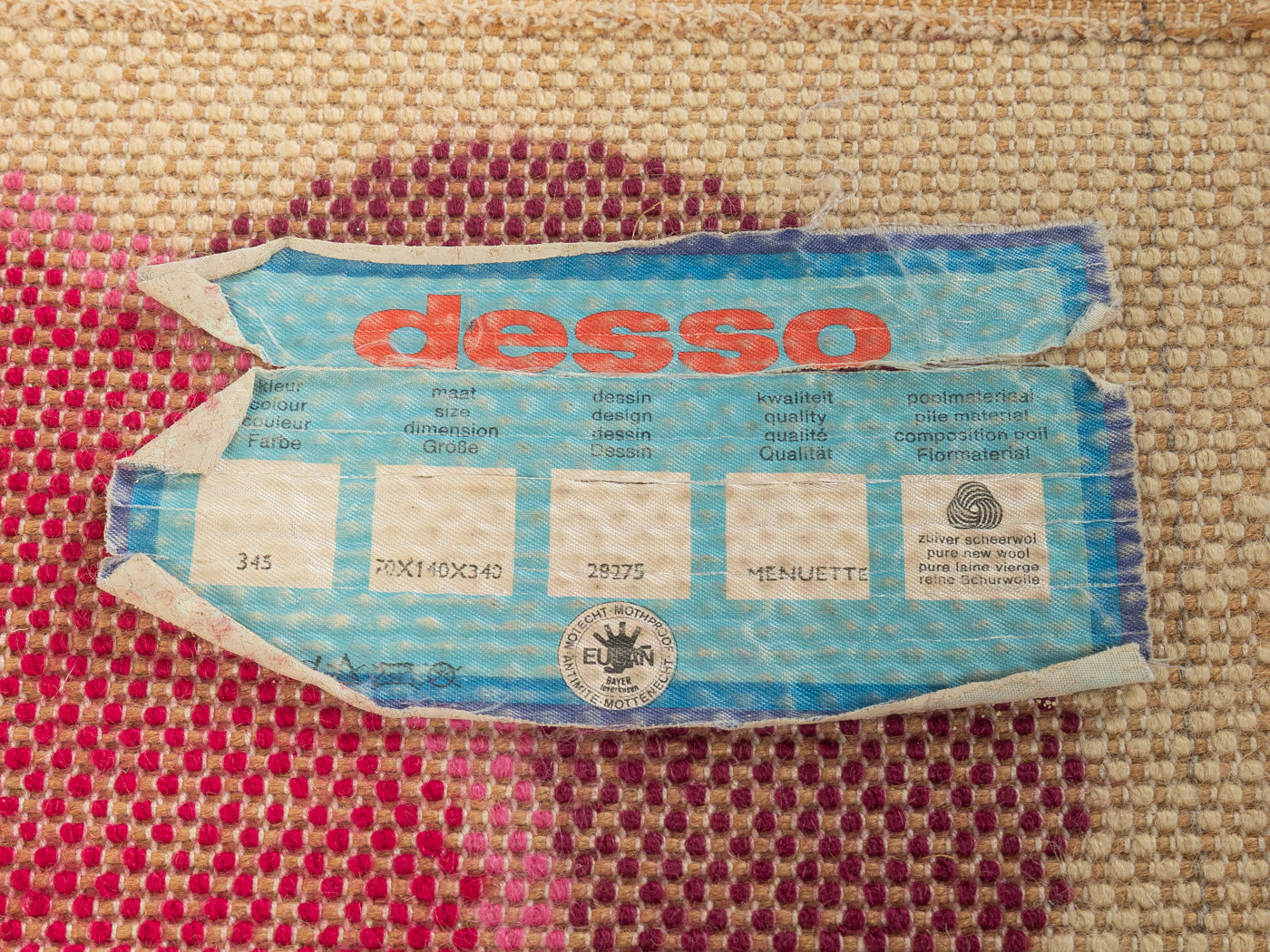 1970er Jahre Menuette Teppich, Desso, 70 x 340