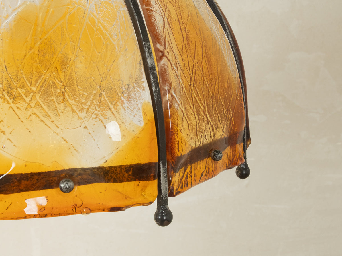 Brutalist ceiling lamp with orange glass