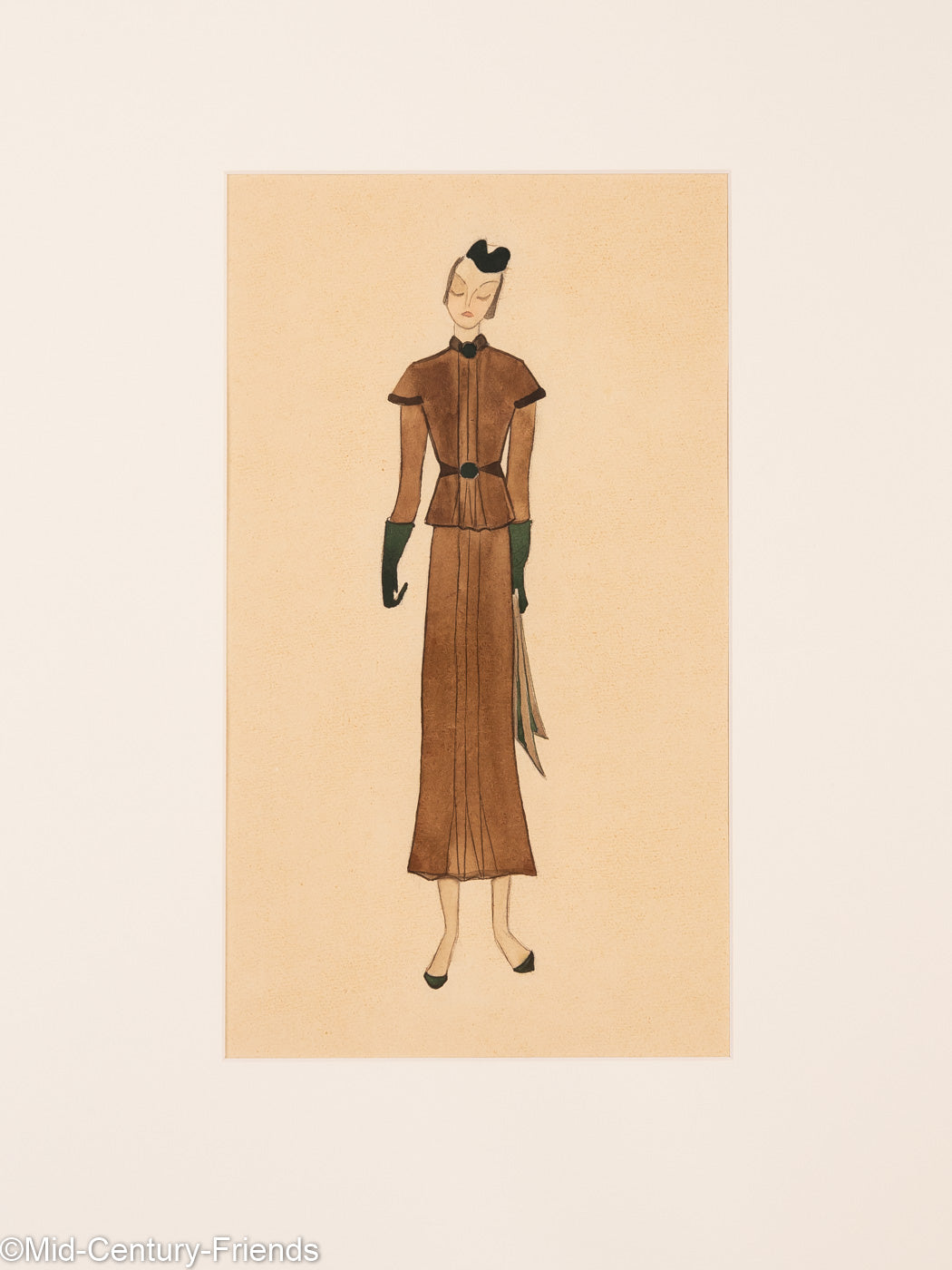 Art Déco Modezeichnungen V, Gouache auf Papier, 123 x 58 cm
