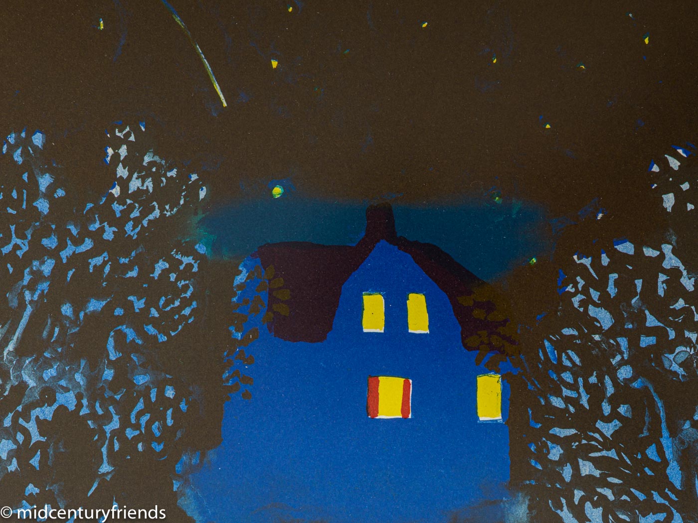 Dame in der Nacht, Farblithographie auf Papier, 48 x 62 cm