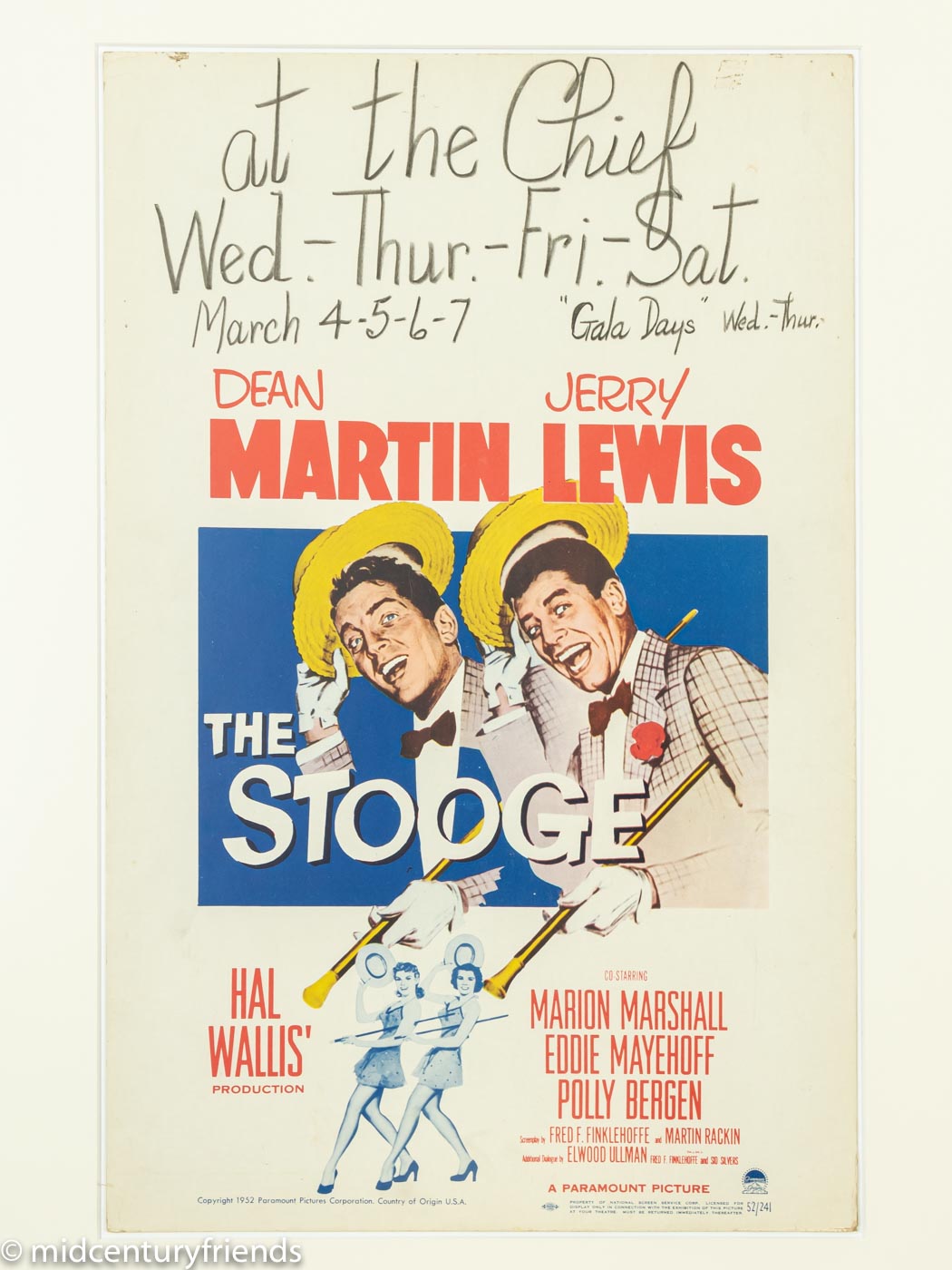 Window card „The Stooge“, Dean Martin & Jerry Lewis, 63 x 83 cm