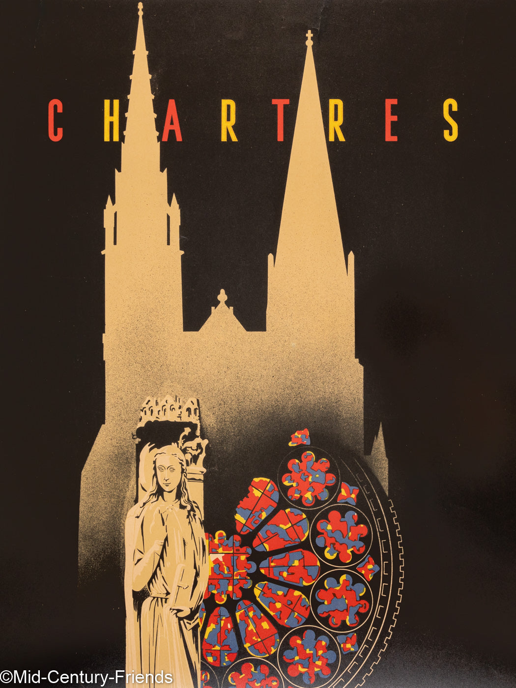 Chartres - Cathédrales de France, Art Déco Reiseposter, 86 x 123 cm