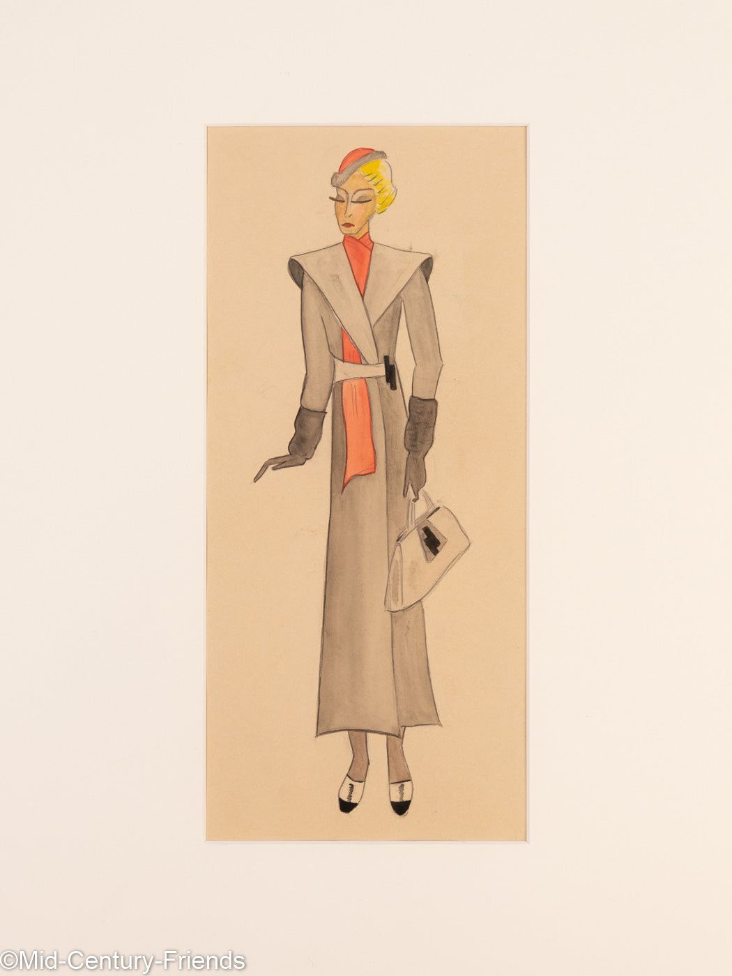 Art Déco Modezeichnungen I, Gouache auf Papier, 93 x 52 cm