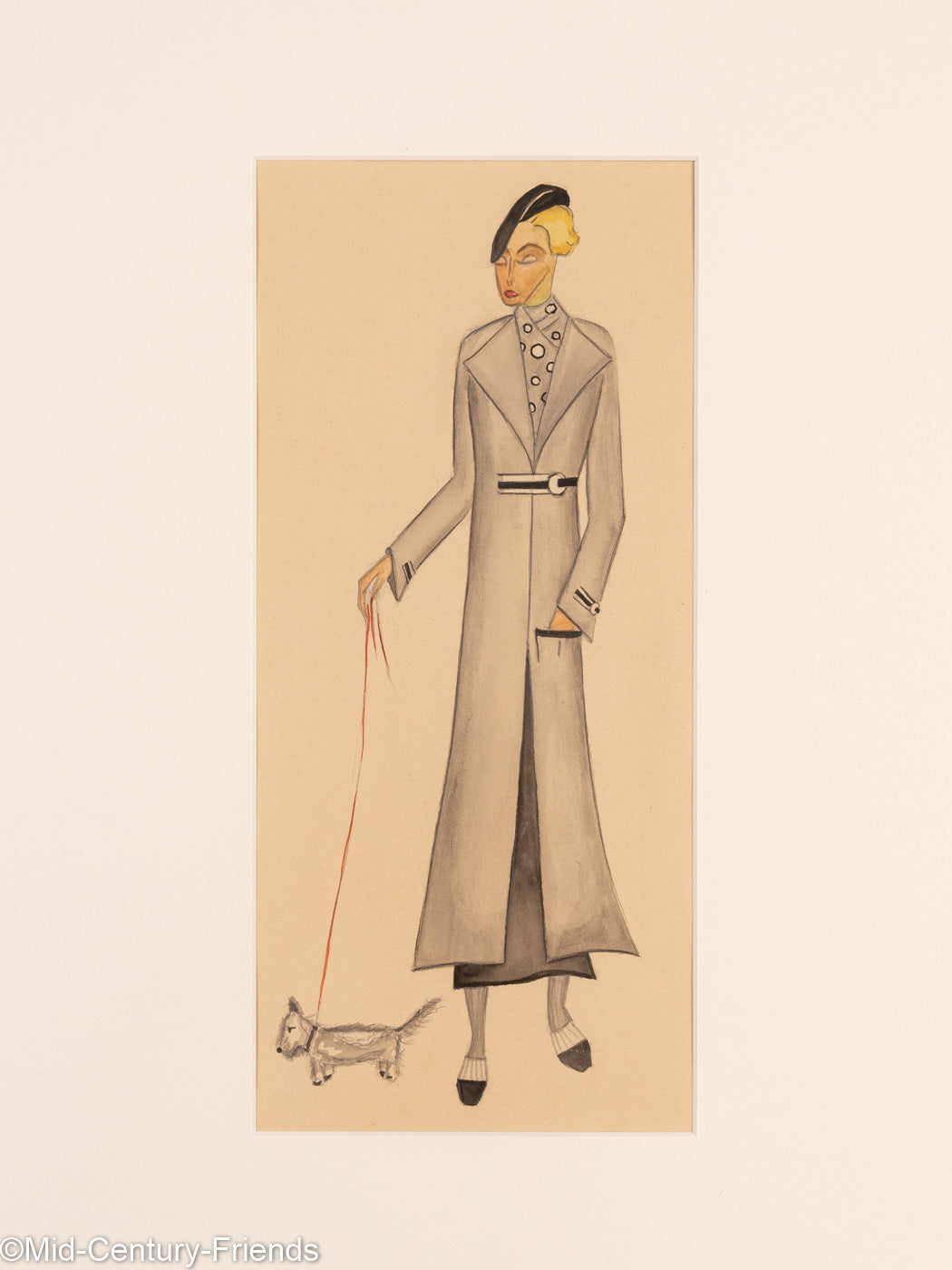 Art Déco Modezeichnungen I, Gouache auf Papier, 93 x 52 cm
