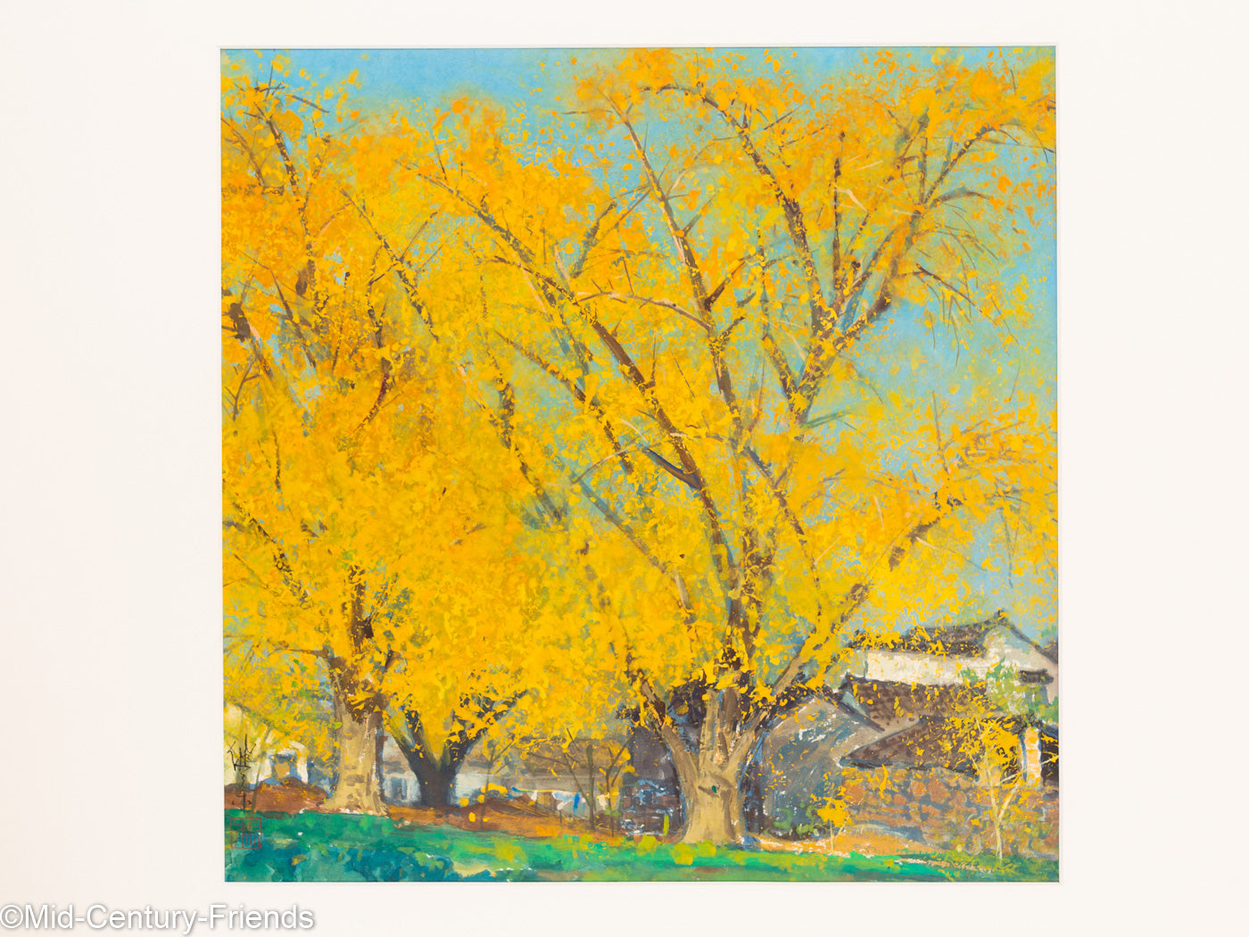 Japanischer Herbst, Gouache auf Papier, 63 x 63 cm