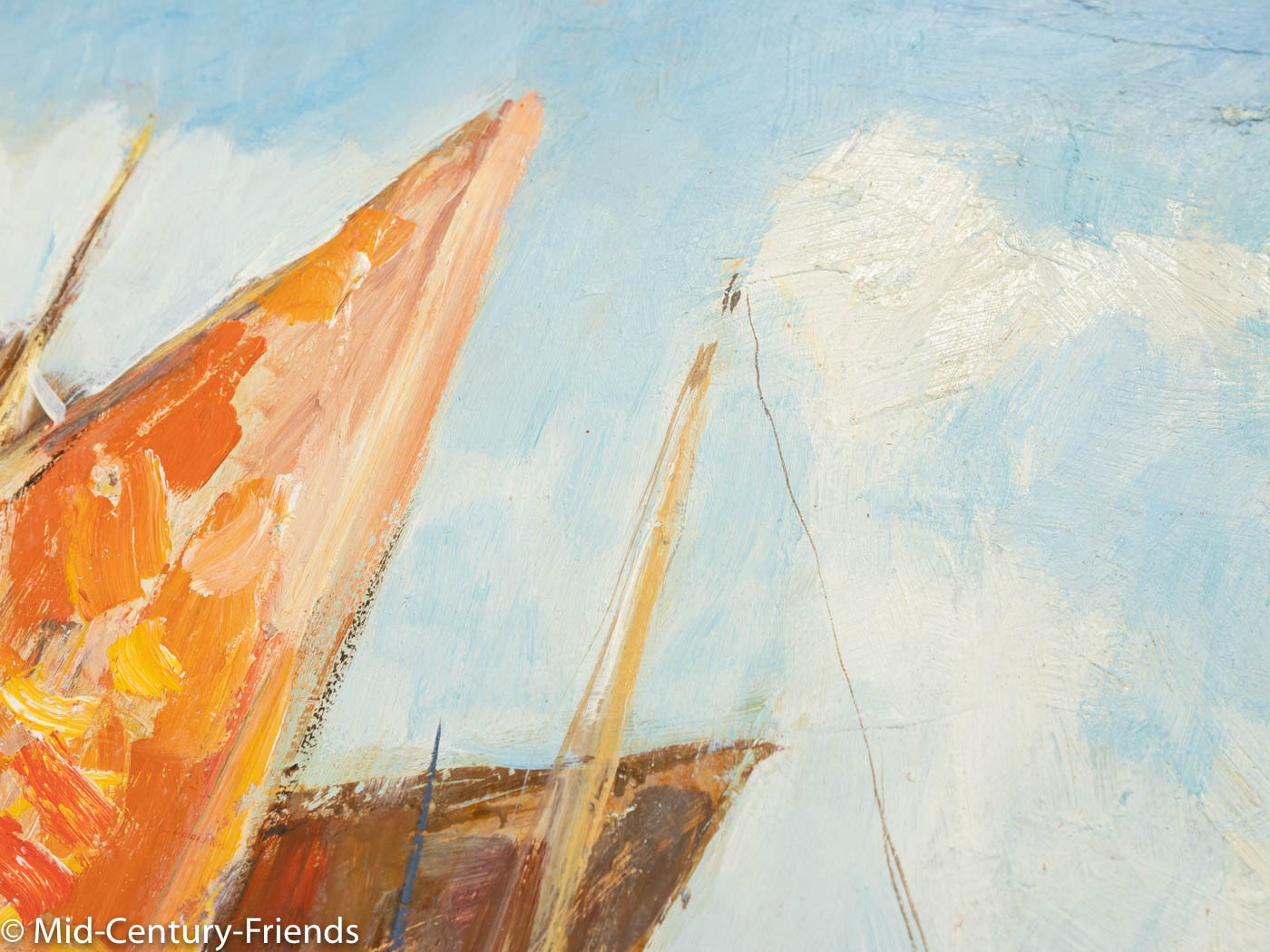 Fischerboote in Venedig, Öl auf Platte, 56 x 65 cm