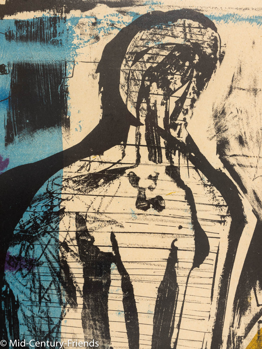 Kontrabass, Farblithographie, 82 x 93 cm