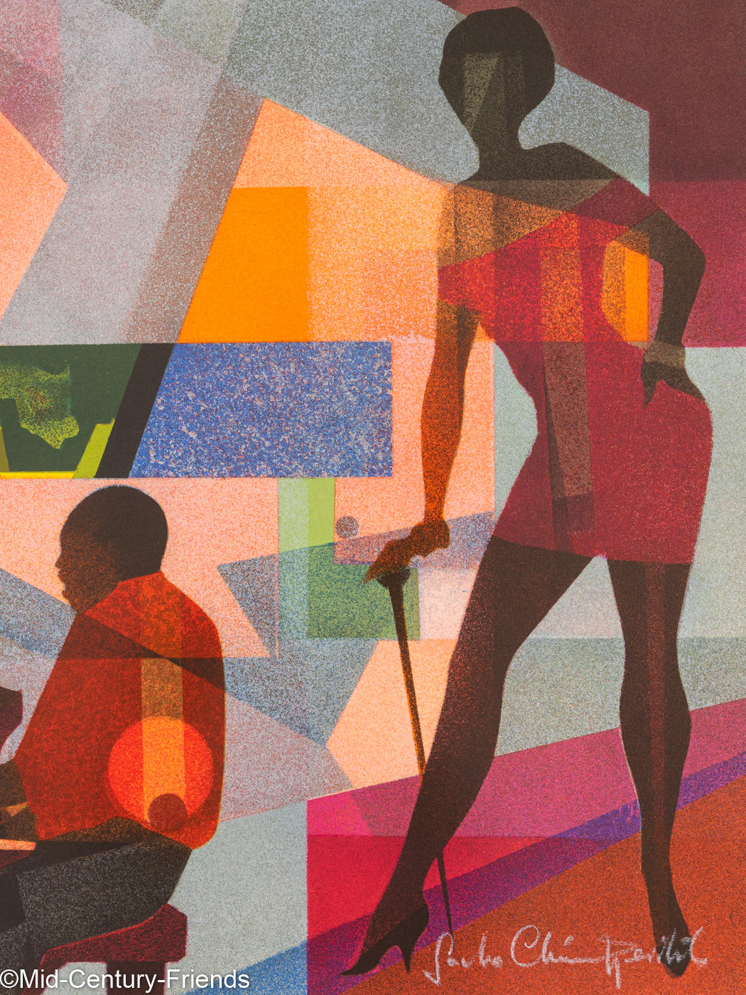 Club Night, Siebdruck auf dickem Papier, 97 x 81 cm