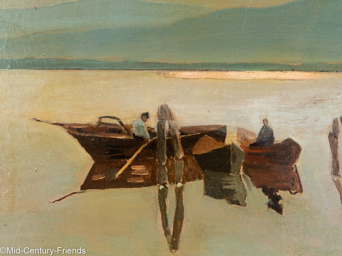 Fischerboote, Öl auf Holzplatte, 43 x 33 cm