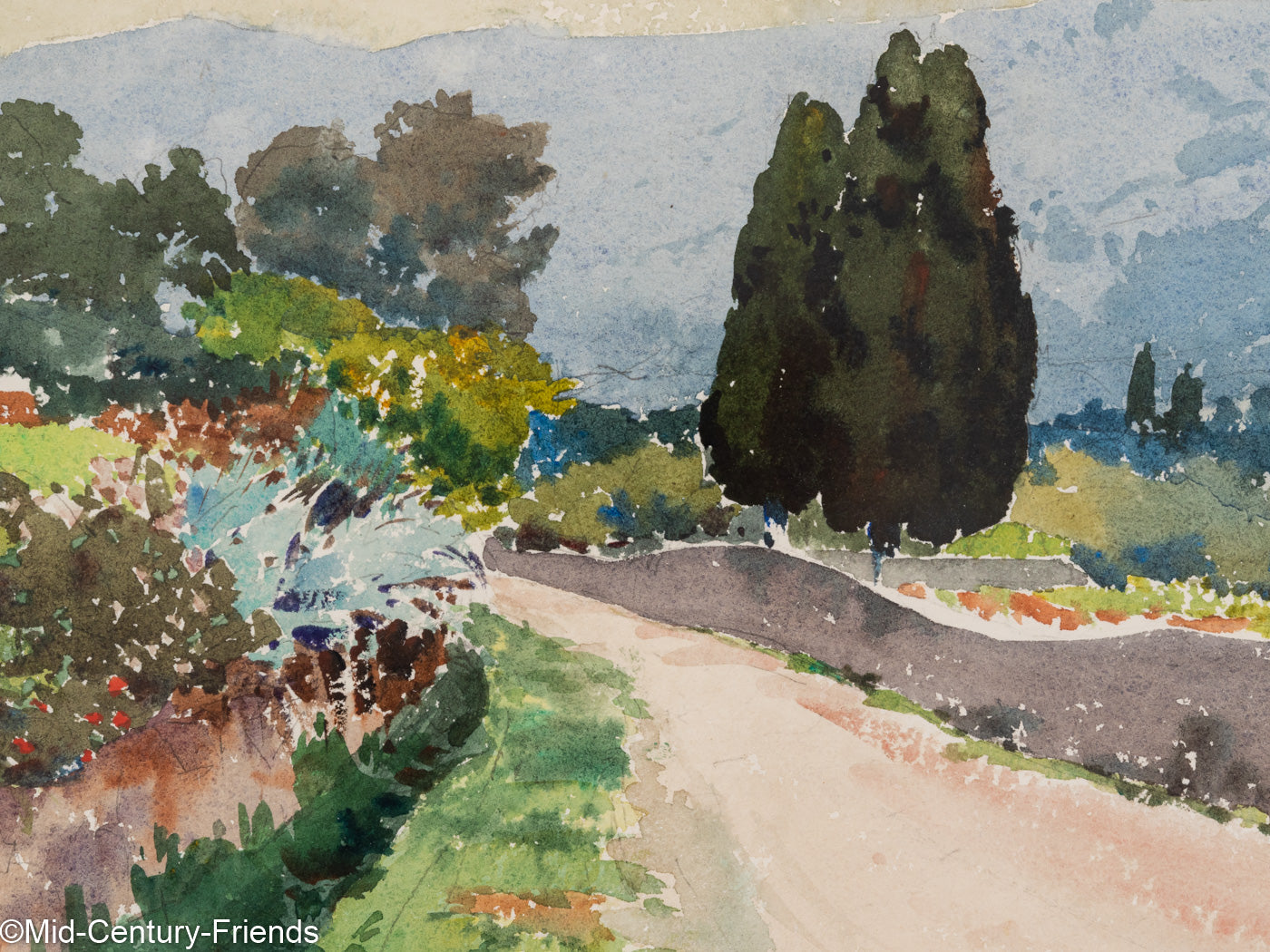 Pinien im Feld. Aquarell auf Papier, 57,5 x 47,5 cm