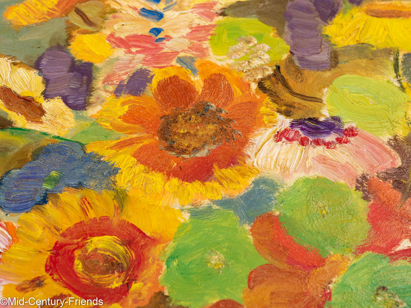 Buntes Blumenbouquet, Acryl auf Platte, 41 x 49,5 cm
