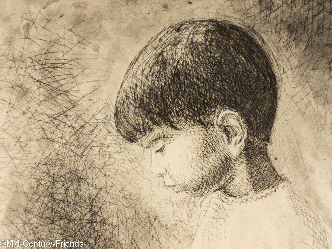 Studie eines Jungen, Radierung auf Papier, 41 x 52 cm
