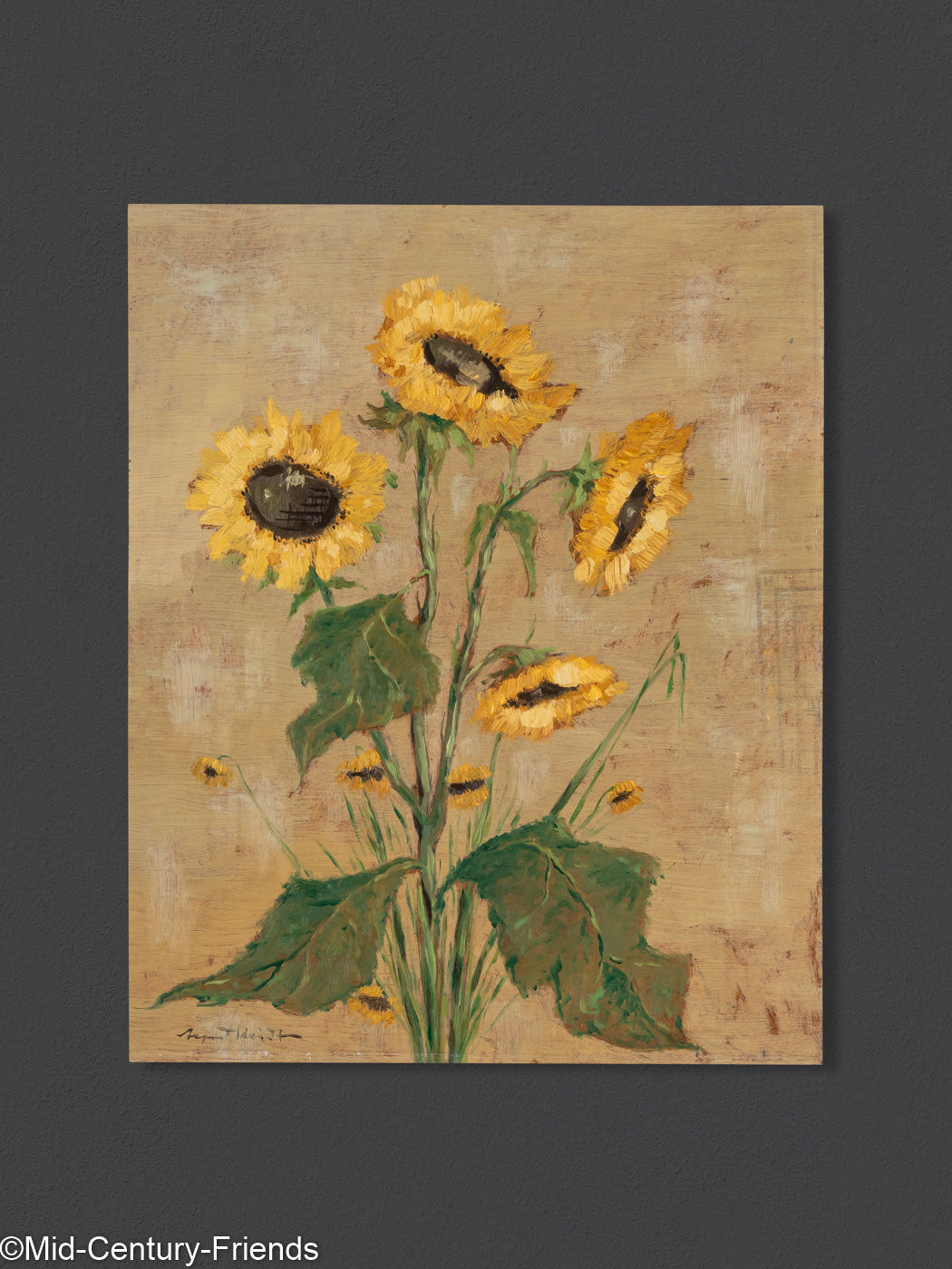 Mohn und Sonnenblumen (Set), Öl auf Platte, 32 x 40 cm