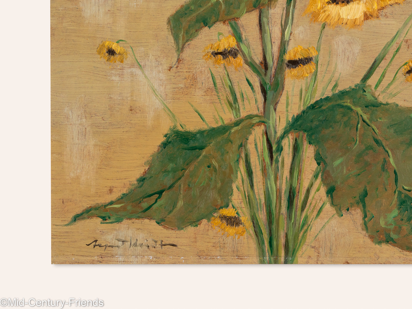 Mohn und Sonnenblumen (Set), Öl auf Platte, 32 x 40 cm