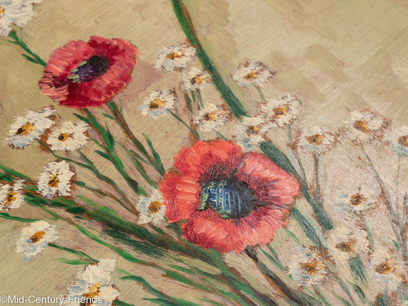 Mohn und Sonnenblumen (Set), Öl auf Platte, 32 x 40 cm