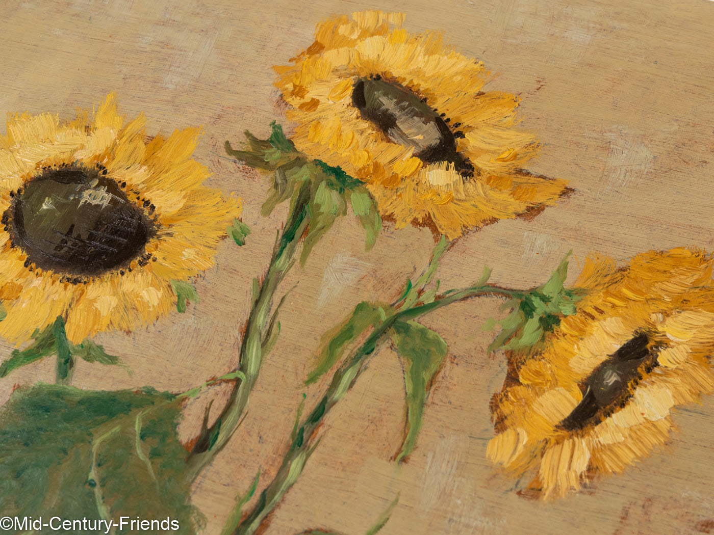 Mohn und Sonnenblumen (Set), Öl auf Platte, 32 x 40 cm