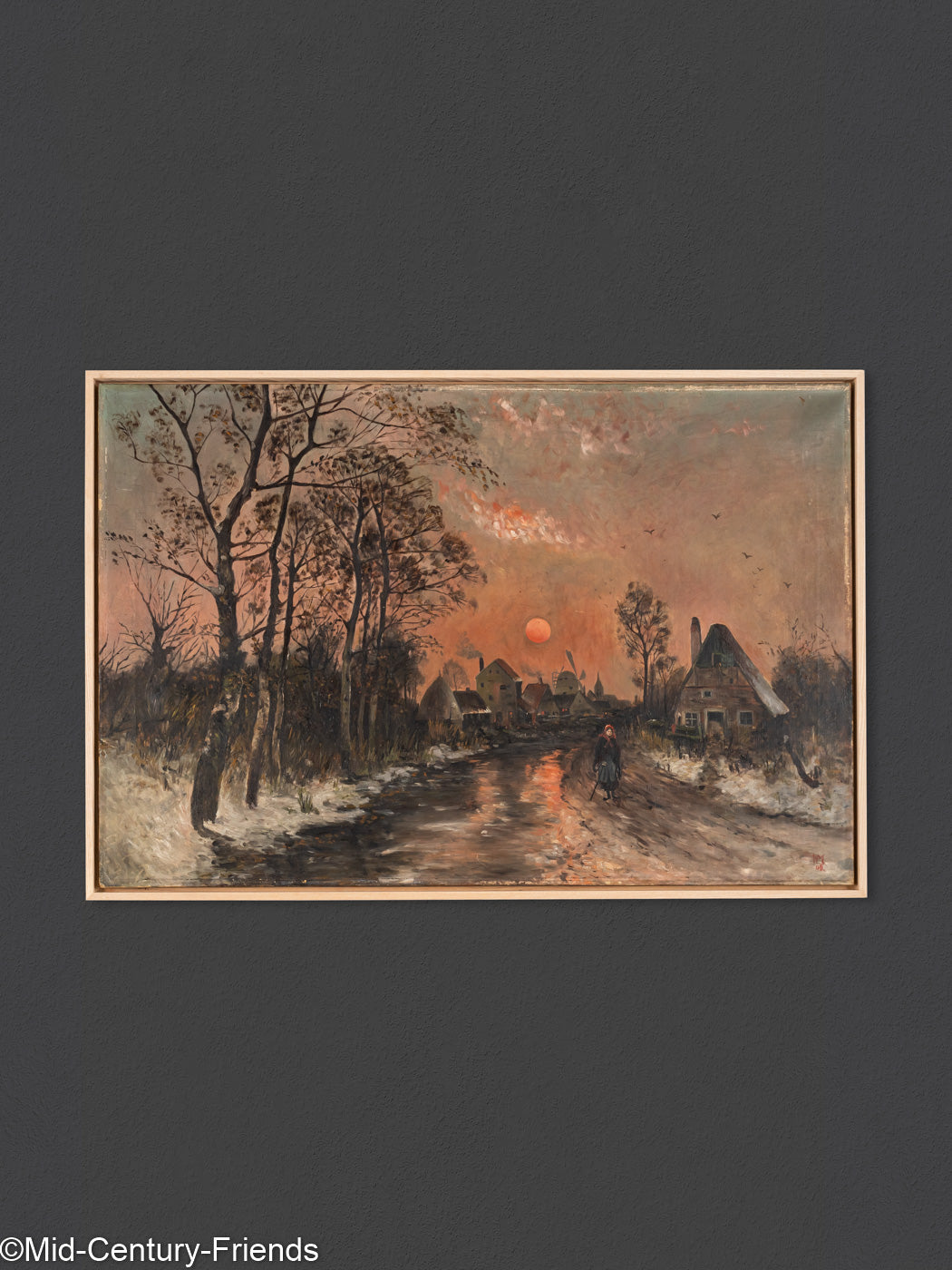 Dorfstrasse im Abendrot, Öl auf Leinwand, 97 x 66 cm