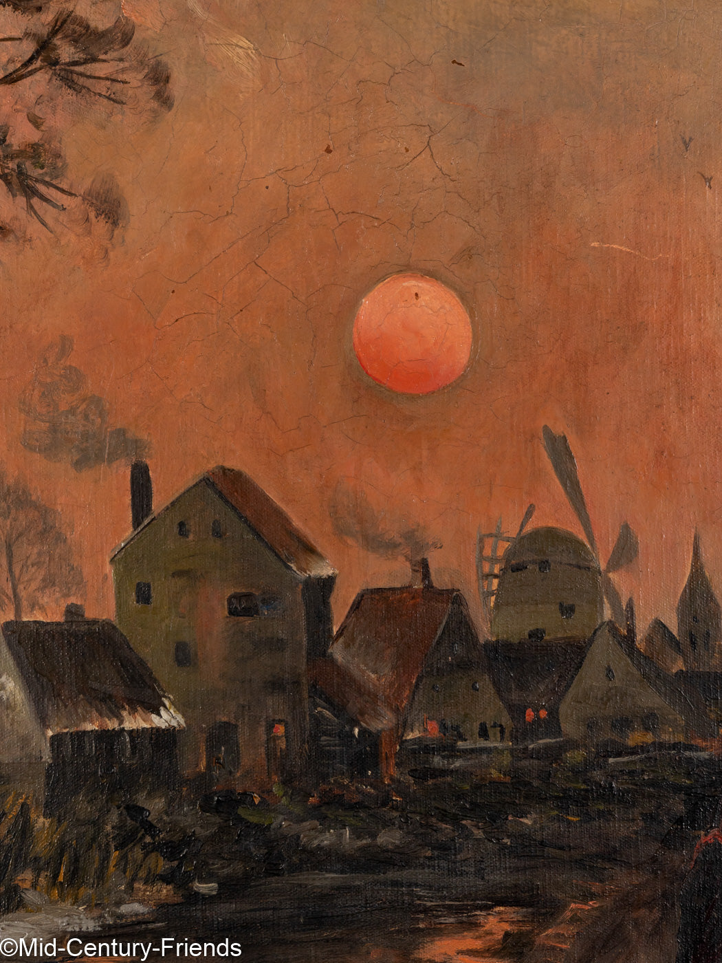 Dorfstrasse im Abendrot, Öl auf Leinwand, 97 x 66 cm