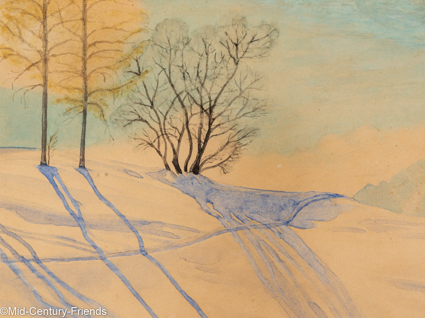 Winterlandschaft, Aquarell auf Papier, 51 x 40 cm