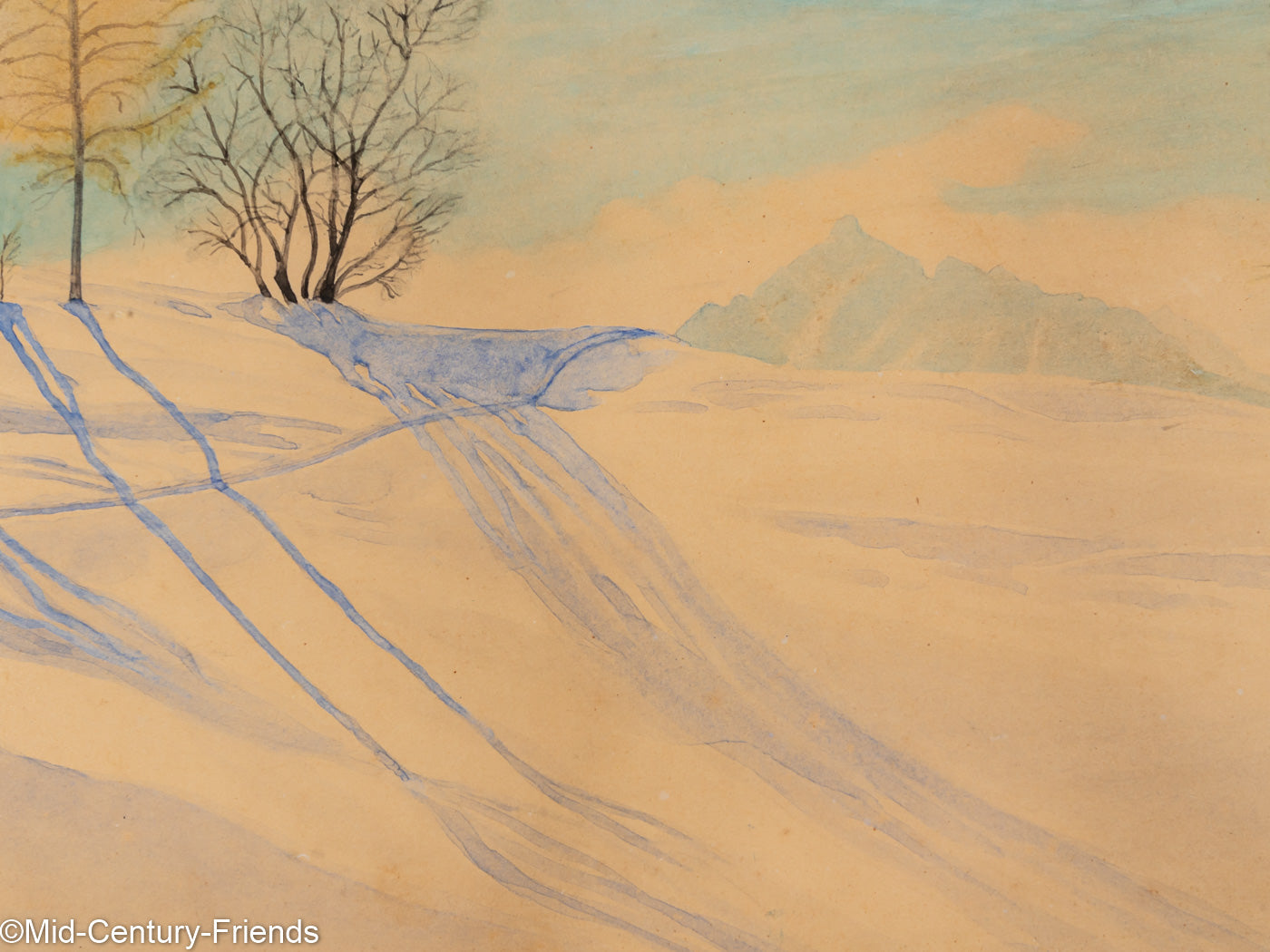 Winterlandschaft, Aquarell auf Papier, 51 x 40 cm