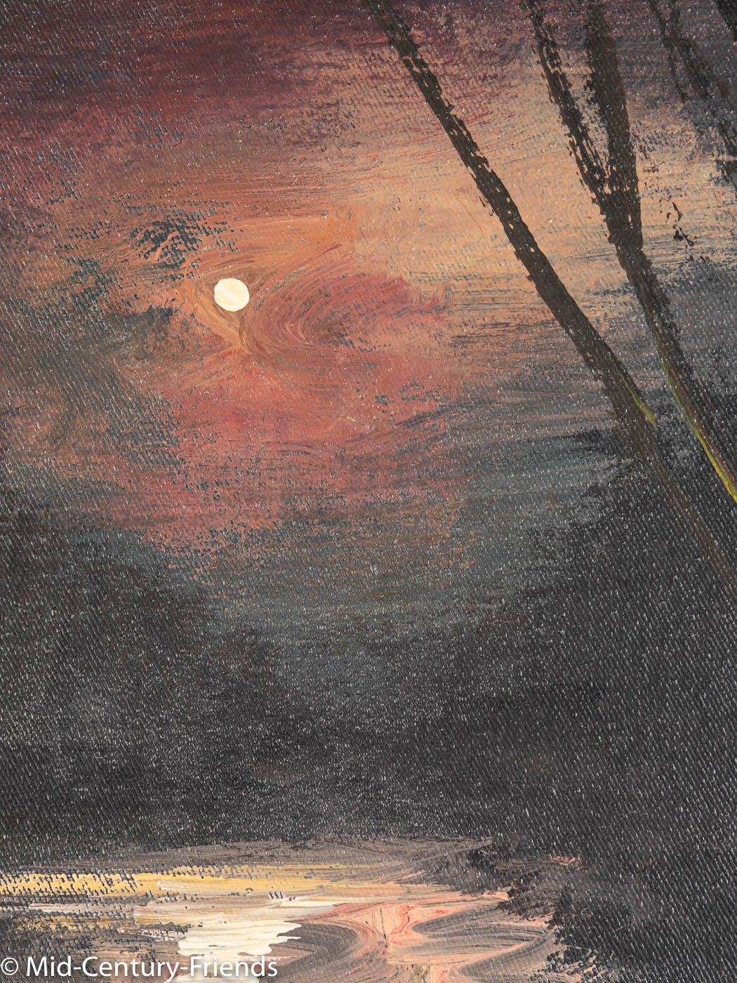 Flusslandschaft im Mondschein, Öl auf Leinen, 74 x 53cm