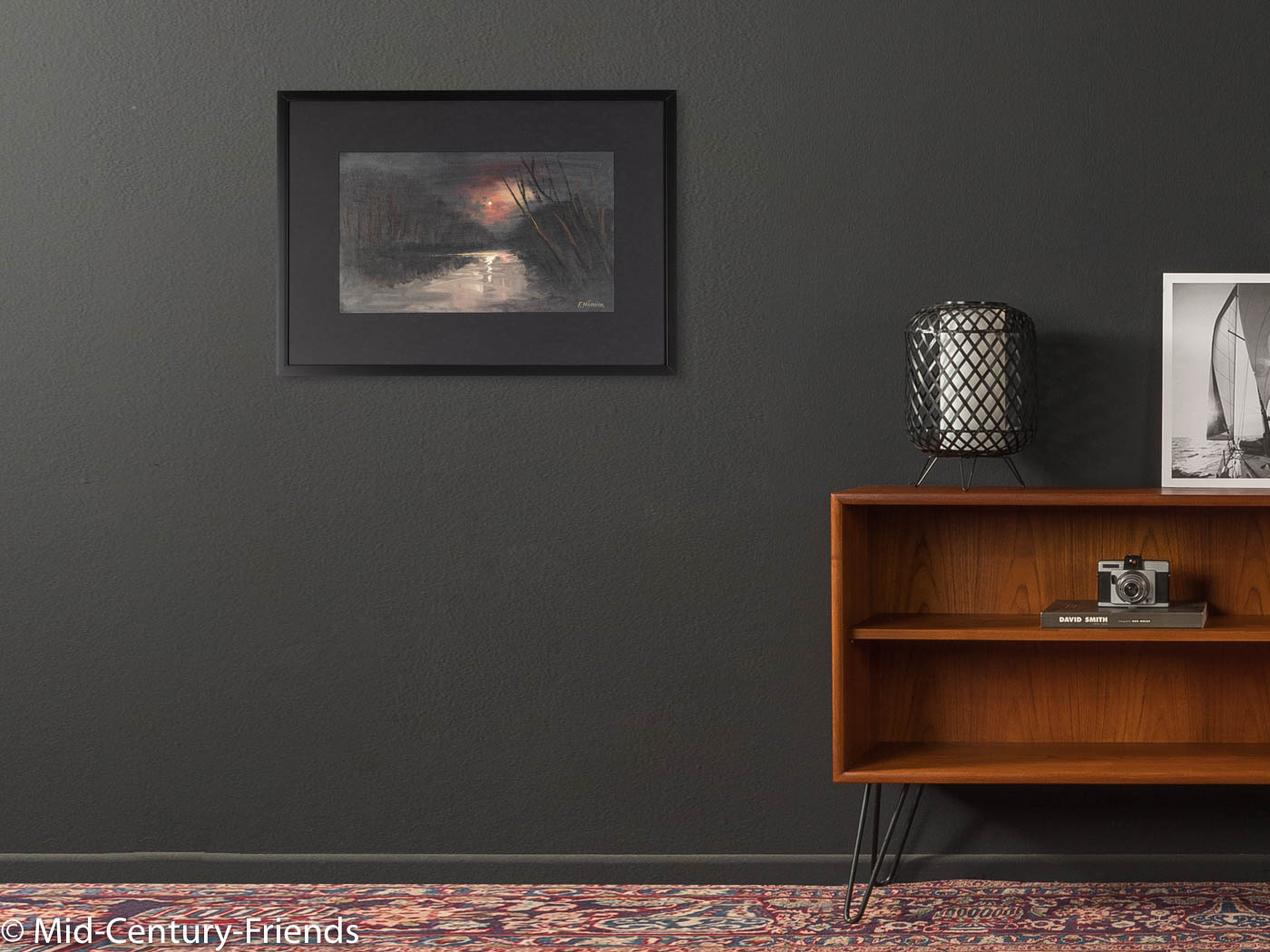 Flusslandschaft im Mondschein, Öl auf Leinen, 74 x 53cm