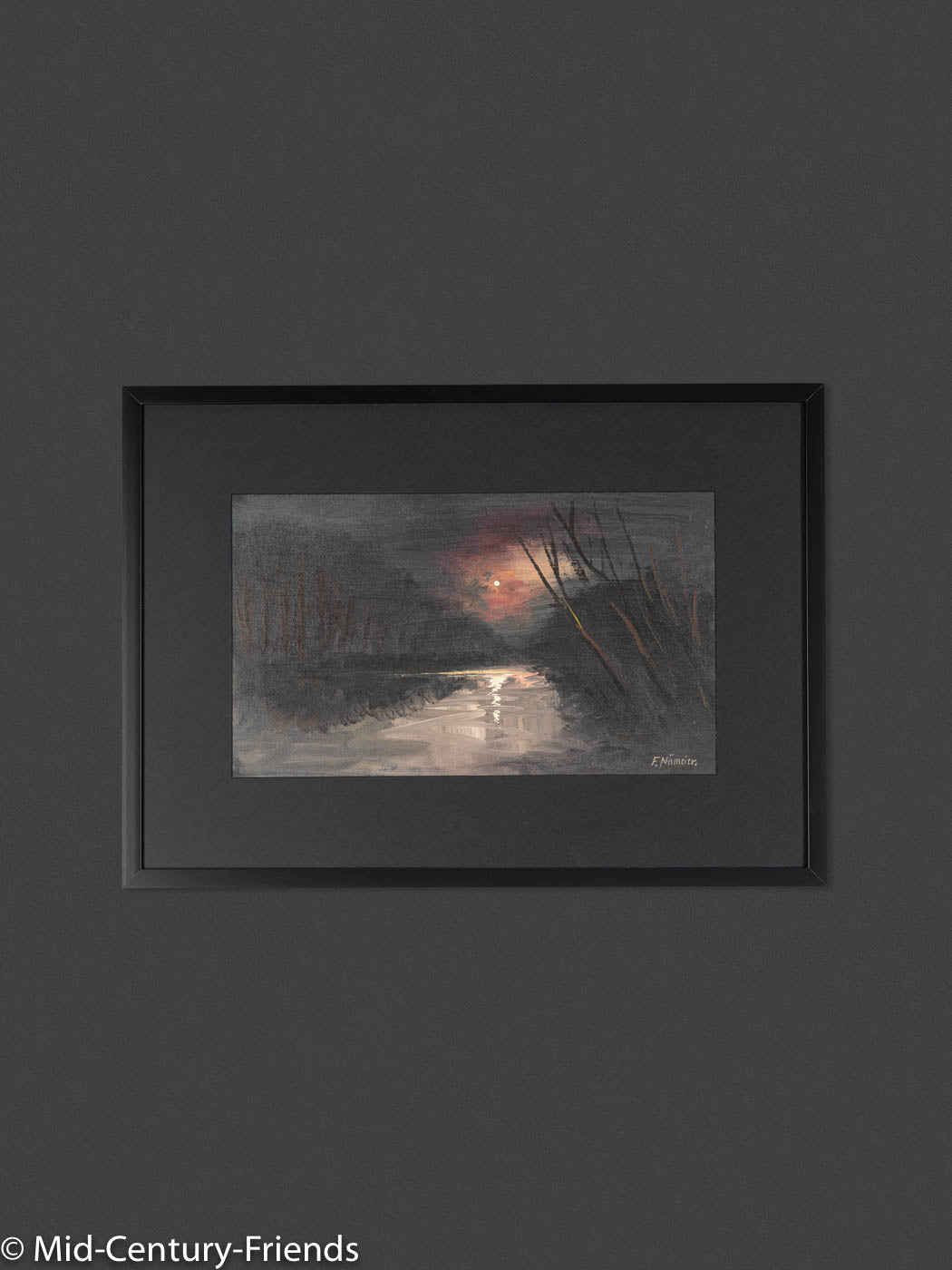 Flusslandschaft im Mondschein, Öl auf Leinen, 74 x 53cm