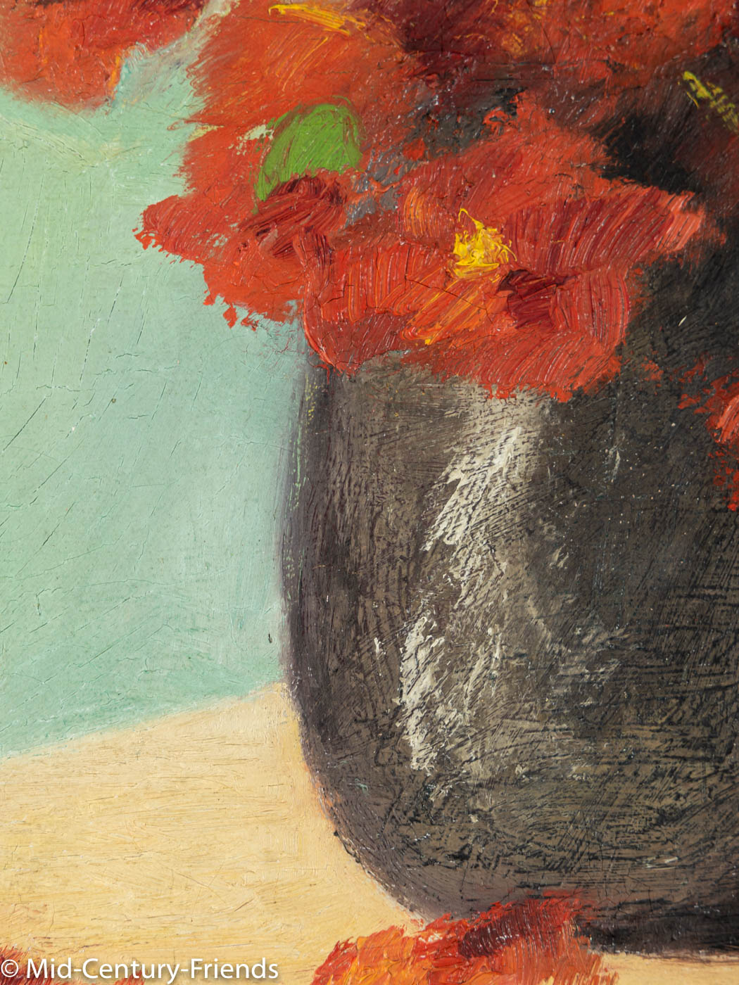 BLÜHENDER MOHN, ÖL AUF LEINWAND, 39 X 49 CM