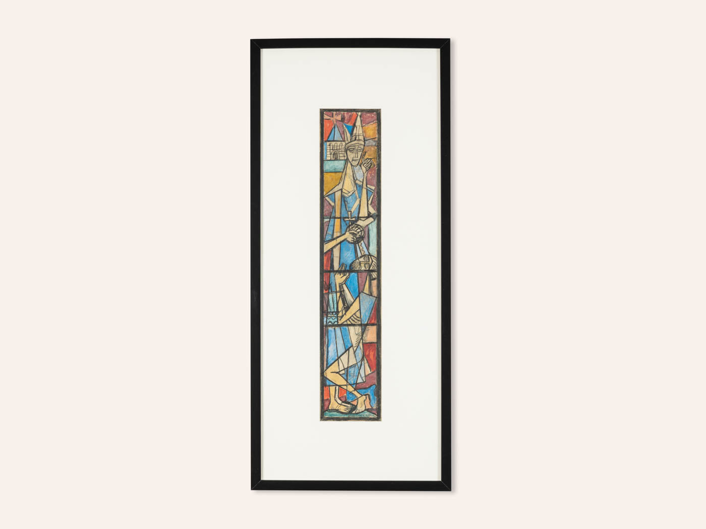 KIRCHENFENSTER (SET), KOLORIERTE SKIZZEN AUF PAPIER, 39 X 88 CM