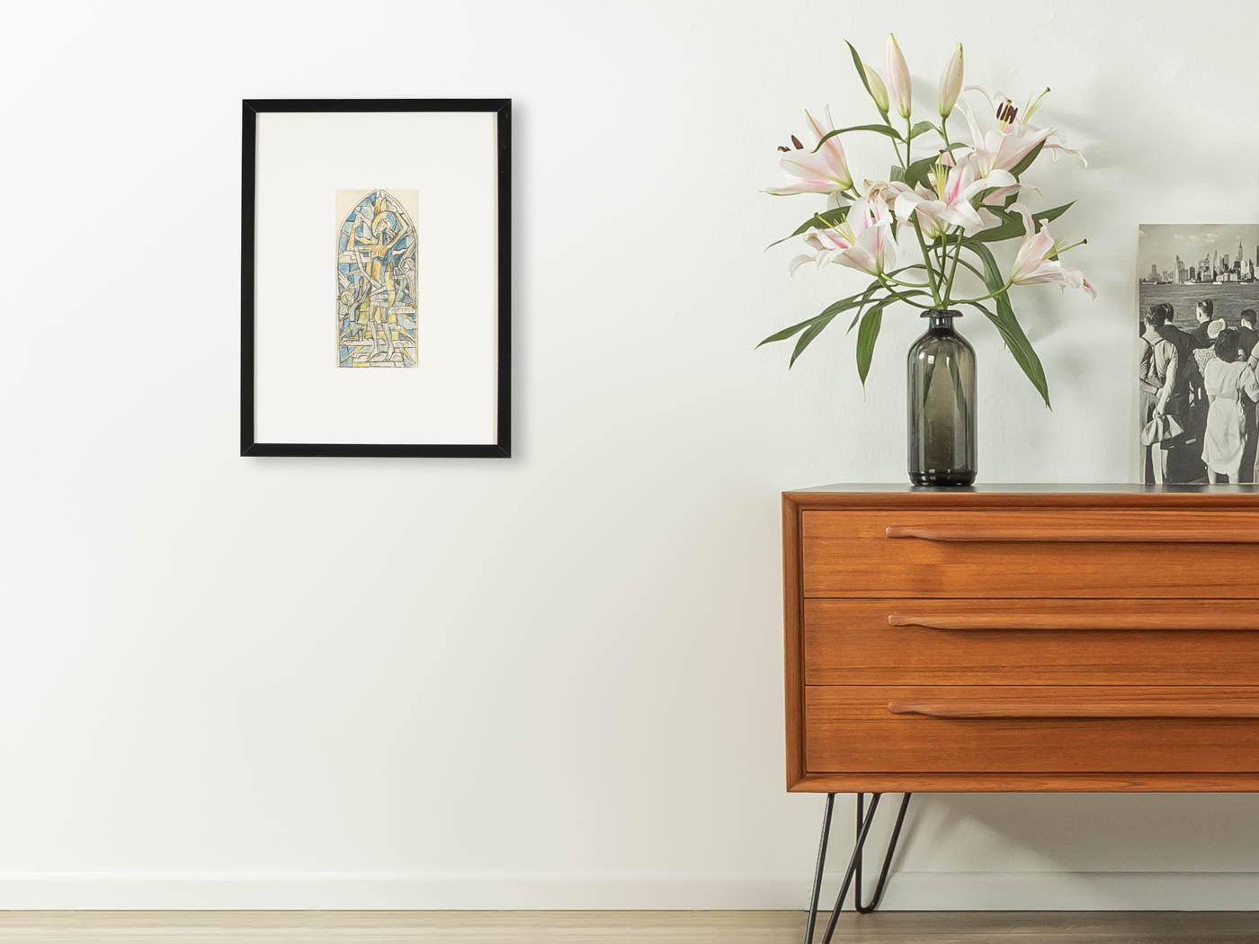KIRCHENFENSTER (SET), KOLORIERTE SKIZZEN AUF PAPIER, 39 X 88 CM