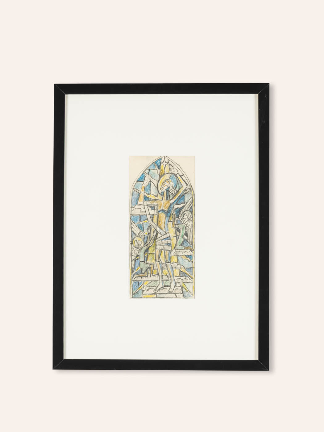 KIRCHENFENSTER (SET), KOLORIERTE SKIZZEN AUF PAPIER, 39 X 88 CM