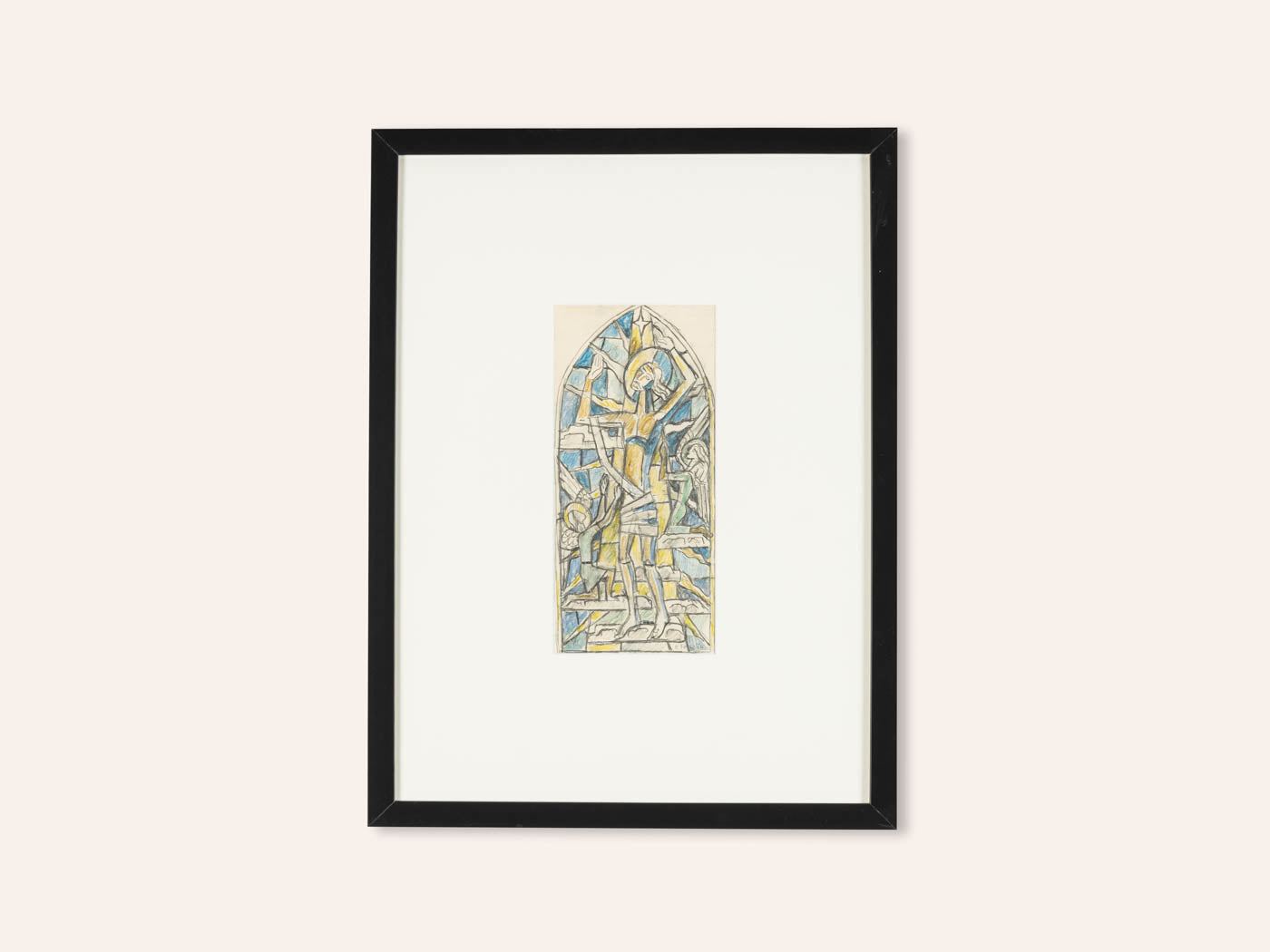 KIRCHENFENSTER (SET), KOLORIERTE SKIZZEN AUF PAPIER, 39 X 88 CM
