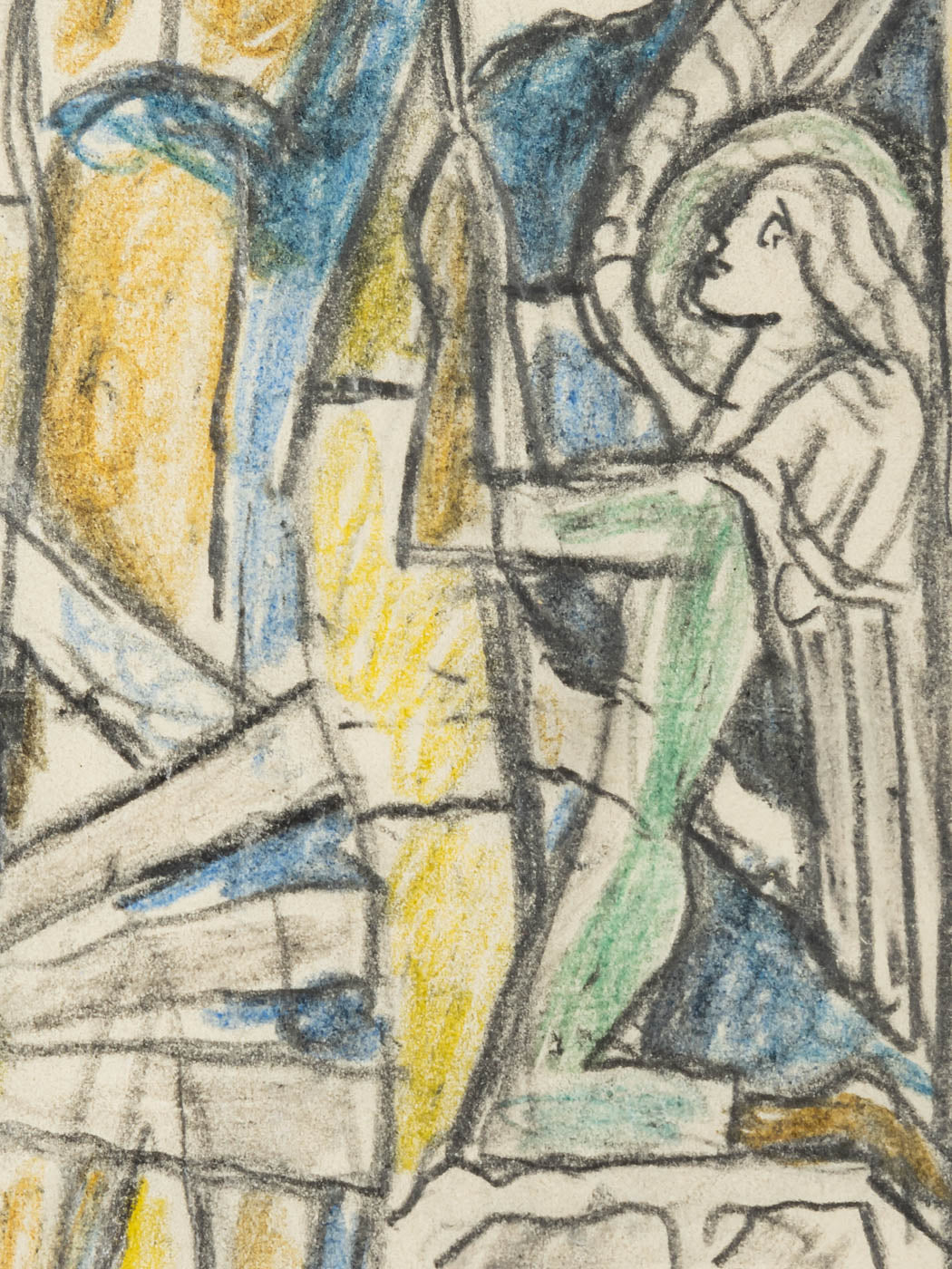 KIRCHENFENSTER (SET), KOLORIERTE SKIZZEN AUF PAPIER, 39 X 88 CM