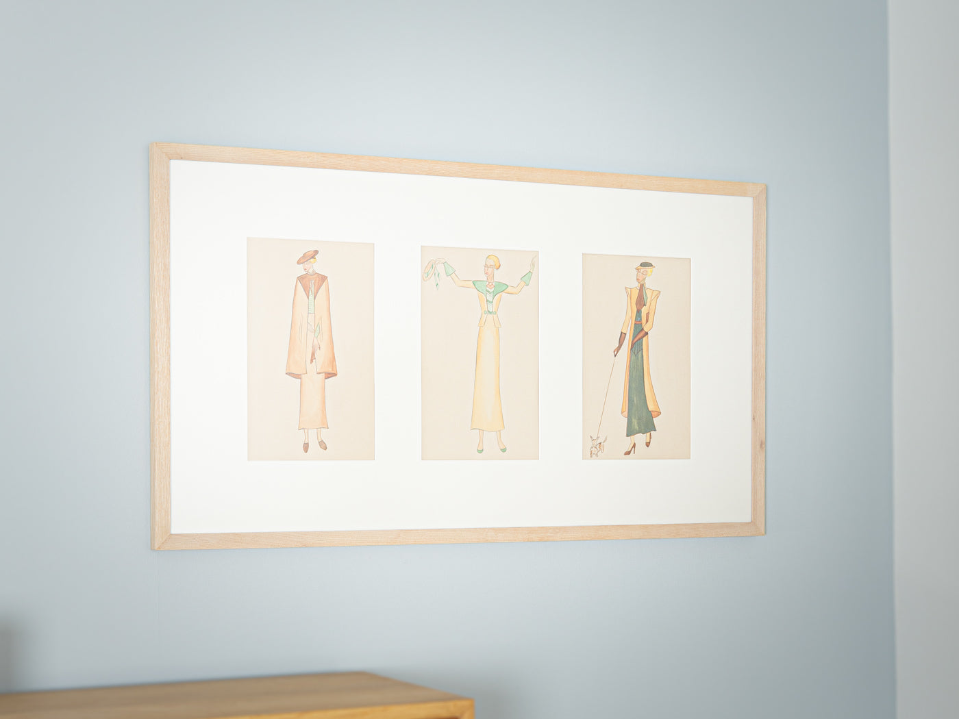 Art Déco Modezeichnungen II, Gouache auf Papier, 93 x 52 cm