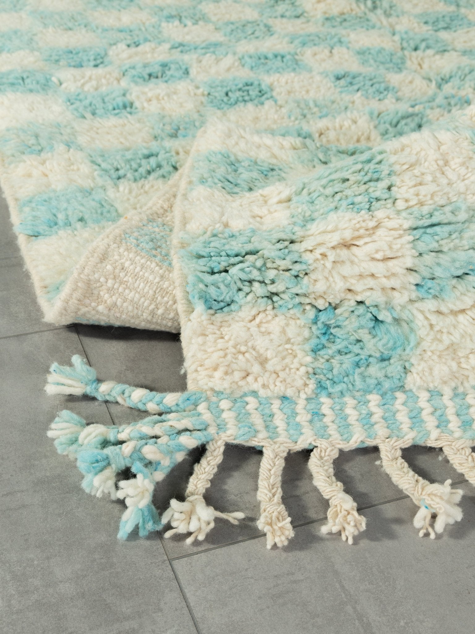 Skyblue Check, Berber Teppich, 152 x 242 - Mid Century Friends - Vintage - Retro - Mid Century