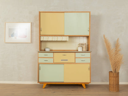 Zauberhafter Küchenschrank aus den 1950er Jahren in Pastellfarben mit Esche Furnier und Schiebetüren