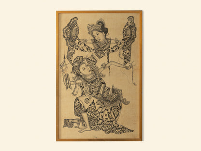 Tuschezeichnung im Batuan-Stil von Made Suwedja, 44cm x 66cm - Bild 1