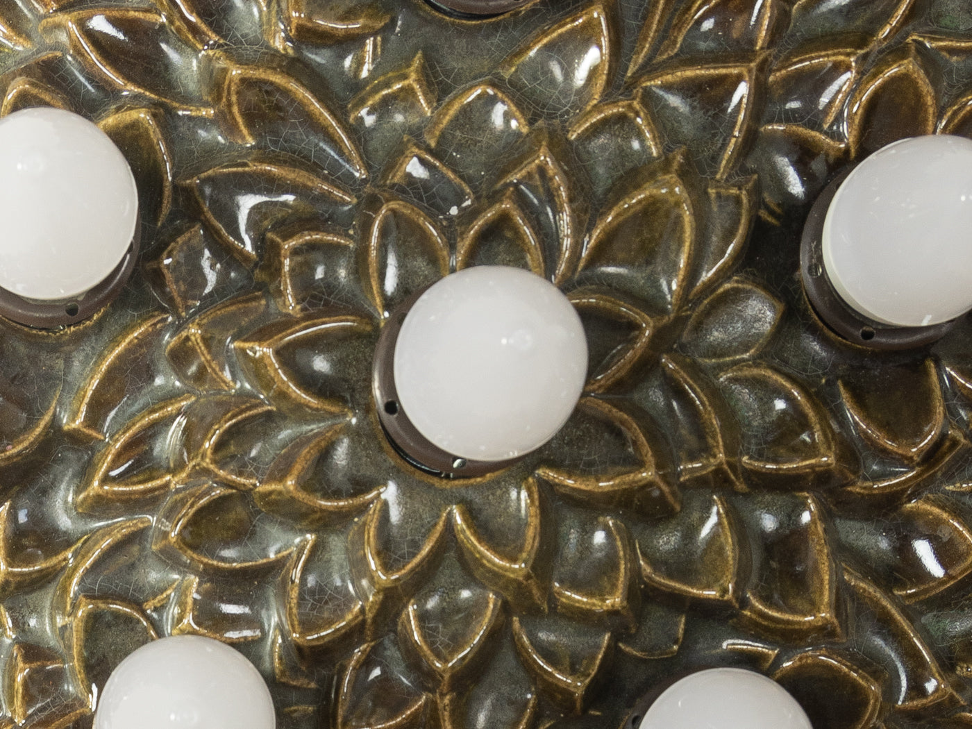 1970s Ceramic Wall Lamp with Floral Ornamentation