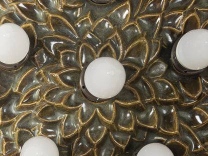 1970s Ceramic Wall Lamp with Floral Ornamentation