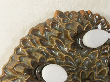 1970s Ceramic Wall Lamp with Floral Ornamentation