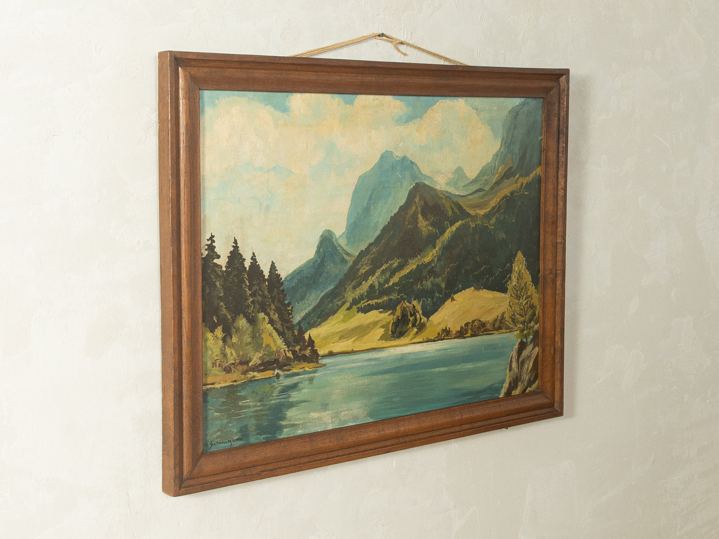 Ölgemälde Gebirgssee, Hermann Schmitzbonn (1903-1960), 90cm x 70cm