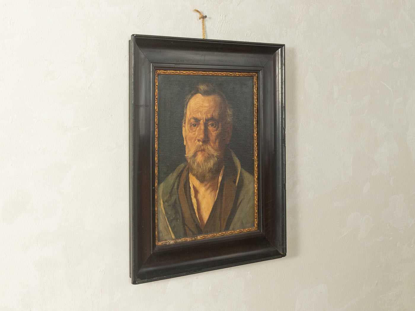 Oil painting on wood, portrait in the style of the Munich School, 54cm x 65cm