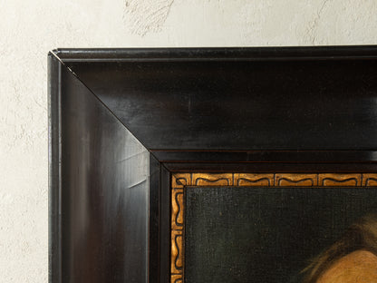Oil painting on wood, portrait in the style of the Munich School, 54cm x 65cm