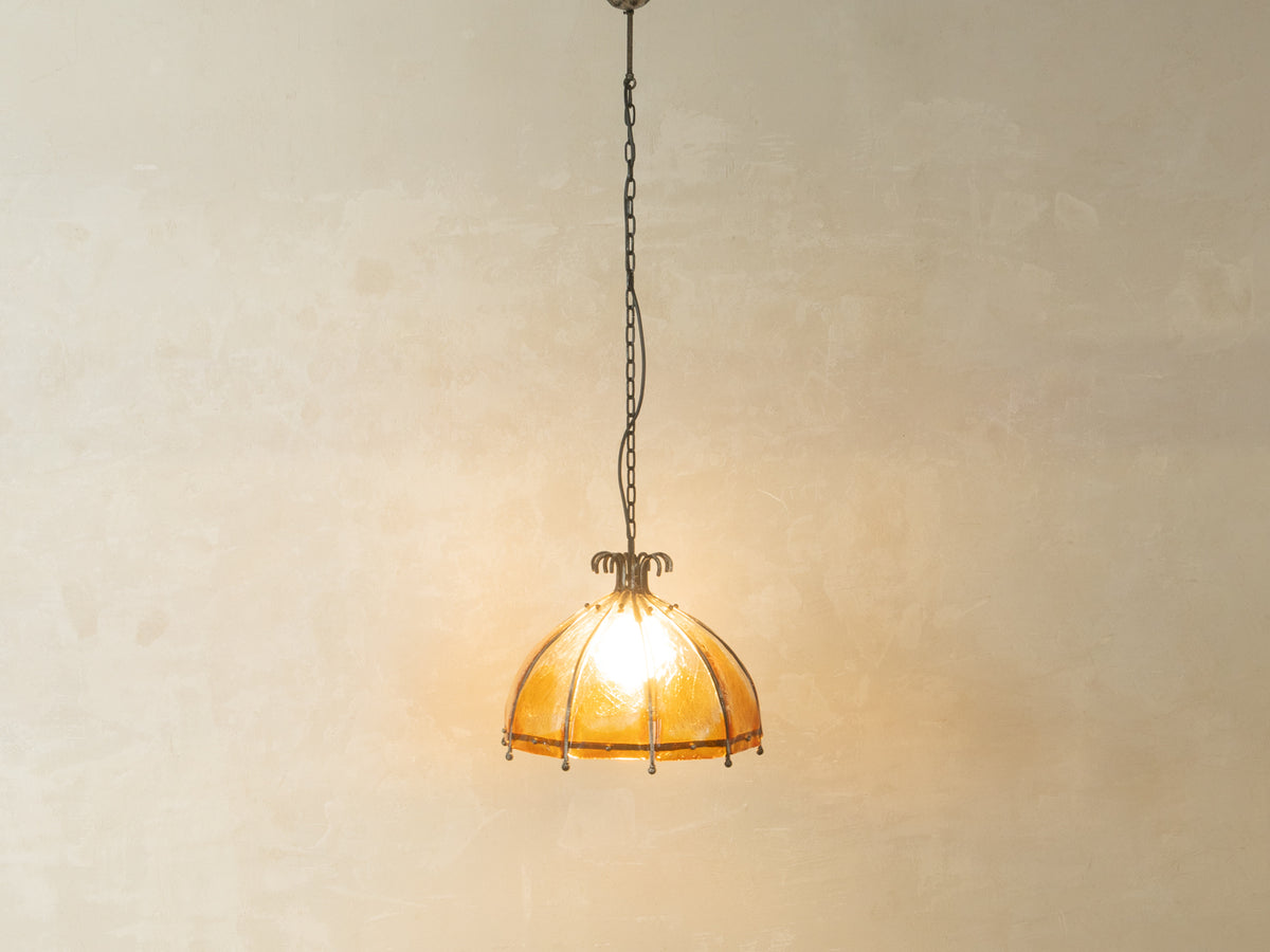 1960er Jahre Deckenlampe mit orangefarbenem Glas - Bild 1