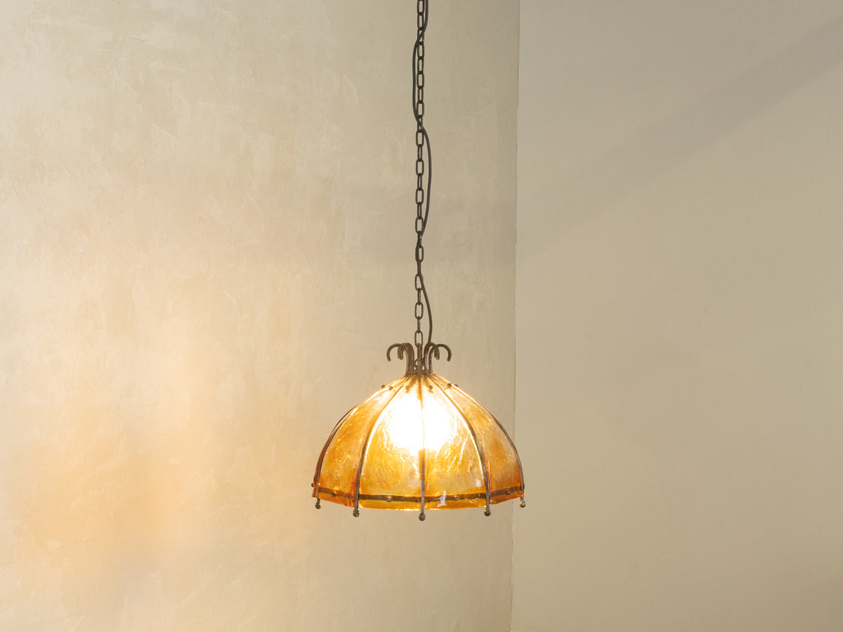 1960er Jahre Deckenlampe mit orangefarbenem Glas - Bild 2
